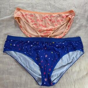 Torrid Curve Hipster Panties 2 Pack Size 4 Flamingo Stars Pink Blue Cotton Blend